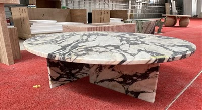 Στρογγυλό Βοηθητικό Τραπέζι Calacatta Viola Marble Τραπεζάκι σαλονιού