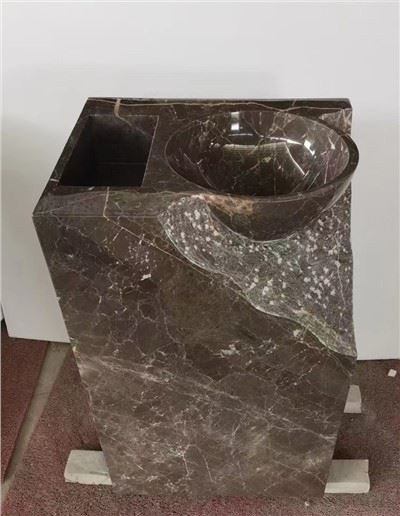 Μπάνιο νιπτήρας μαρμάρινο βάθρο καφέ μους